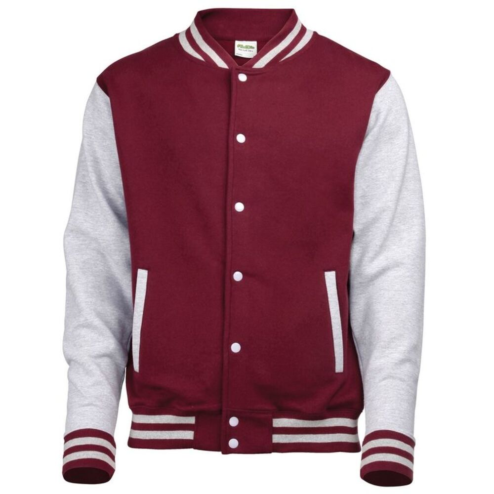 Awdis Unisex Adult Varsity Jacket / Burgundy/Heather Grey